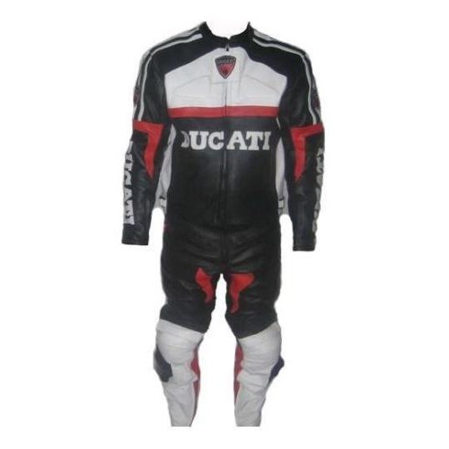 DUCATI BLACKWHITE MOTORBIKE RACING LEATHER SUIT CE APPROVED