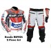 HONDA GAS REPSOL RED MOTORBIKE MOTORCYCLE COWHIDE LEATHER ARMOURED 2 PIECE SUIT