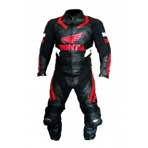 HONDA WINGS MOTORBIKE RACING LEATHER SUIT CE APPROVED