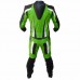 Hooper Mens Green Black Motorcycle Racing Cowhide Leather 2 PC Suit Safety Pads
