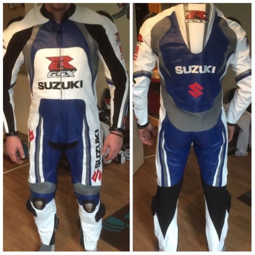 Suzuki GSXR Motorcycle/Motorbike Leather Suit in Cowhide Leather Motogp