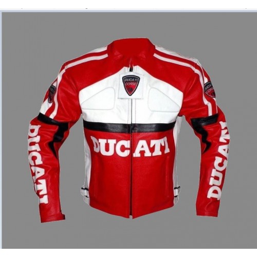 Men's Ducati Motorbike leather jacket protections motorcycle ride race 