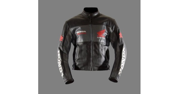 Black Honda Motorcycle/Motorbike Racing-Cowhide-Leather-Jacket