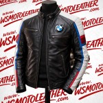 BMW Cafe Racer Leather Jacket Black Motorcycle Riding Jacket 2026
