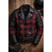 Flannel Motorcycle Leather jacket armored