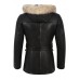 Ladies Black Parka Leather Jacket with Fur Hood – Real Lambskin Classic Fashion Coat