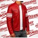Retro Red Biker Lambskin Jacket   |  Vintage Motorcycle Style 