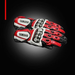 Yamaha Red Leather Motorcycle Racing Gloves 