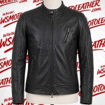 Belstaff Cafe Racer Leather Jacket – Classic Black Slim Fit Biker Jacket