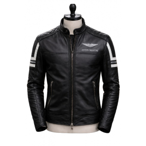 Hackett Aston Martin Leather Jacket for Men | Racing Style