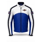 Martini Racing Jacket Blue & White Leather Biker Jacket