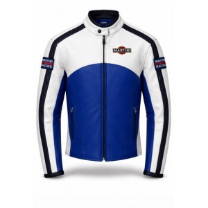 Martini Racing Jacket Blue & White Leather Biker Jacket