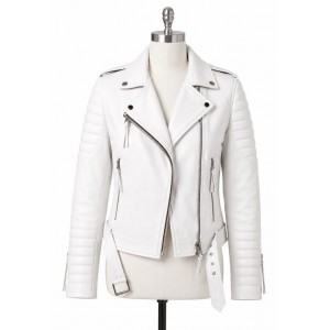 White Moto Leather Jacket for Men | Premium Motorcycle Riding Jacket
