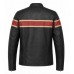 VTG Wilsons Leather Mens Cafe Style Striped Racer Orange Black Biker Jacket Sz L