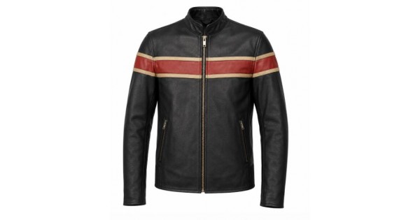 VTG Wilsons Leather Mens Cafe Style Striped Racer Orange Black Biker ...