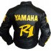 YZF Yamaha R1 R6 Motorbike Men's BLack Yellow Leather Jacket