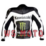 KAWASAKI BLACK  MOTORBIKE MOTOGP MOTORCYCLE RACING LEATHER JACKET