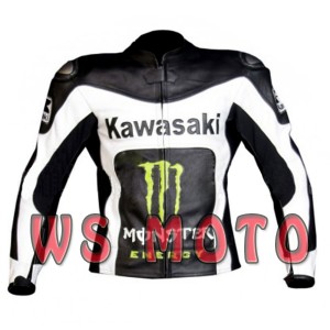 KAWASAKI BLACK  MOTORBIKE MOTOGP MOTORCYCLE RACING LEATHER JACKET