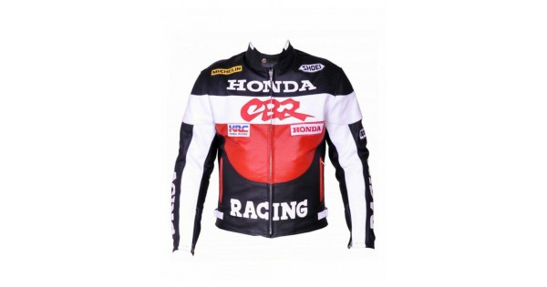 HONDA CBR REAL LEATHER MOTORBIKE JACKET MEN MOTORCYCLE RACING CE ARMORS ...